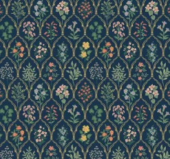 York RI5129 Navy Hawthorne Wallpaper