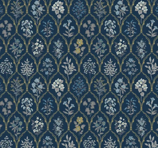 York RI5131 Navy/Gold Hawthorne Wallpaper