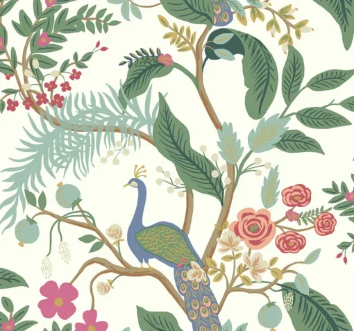 York RI5174 Periwinkle Peacock Wallpaper