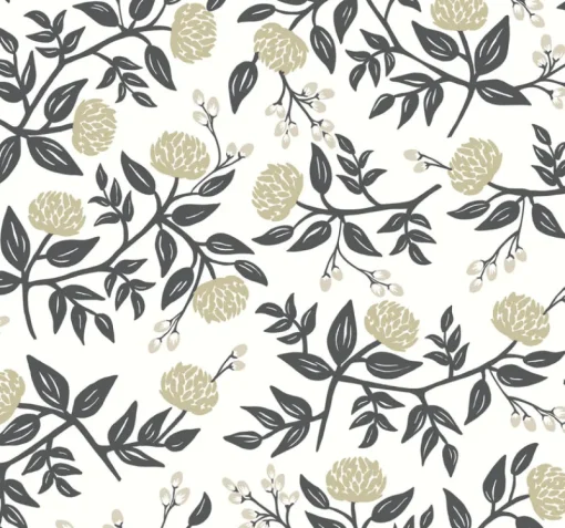 York RI5150 White/Black Peonies Wallpaper