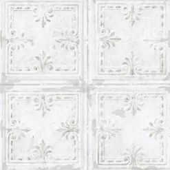 York RMK11209WP Tin Tile White Peel and Stick Wallpaper
