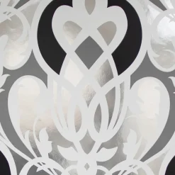 Brewster Sahrzad Silver Nouveau Damask Wallpaper