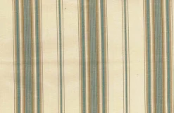 Laura Kiran Saratoga Stripe Natural Teal Tan Fabric