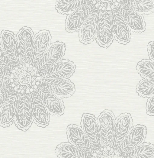 Brewster/ASP Sol Light Grey Medallion Wallpaper