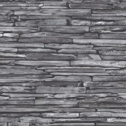 Brewster/ASP Stacked Slate Charcoal Industrial Wallpaper
