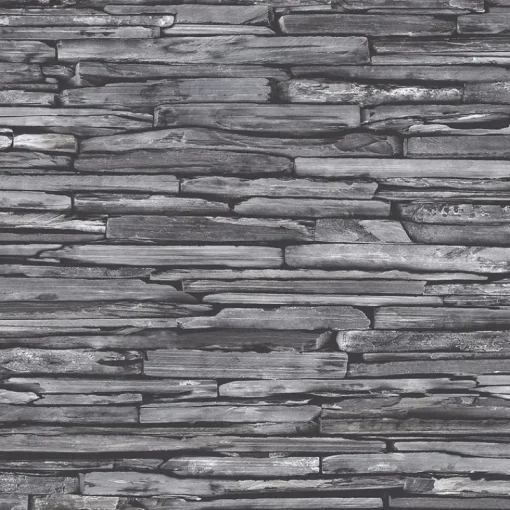 Brewster/ASP Stacked Slate Charcoal Industrial Wallpaper