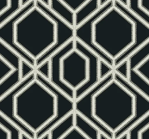 York TC2637 Black White Sawgrass Trellis Wallpaper