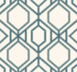 York TC2634 White Blue Sawgrass Trellis Wallpaper