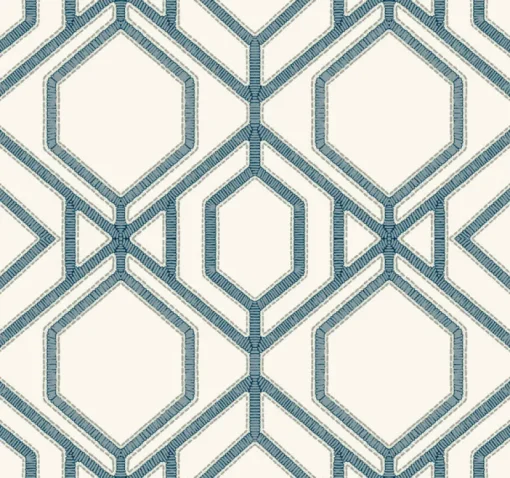 York TC2634 White Blue Sawgrass Trellis Wallpaper