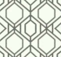 York TC2632 White Gray Sawgrass Trellis Wallpaper
