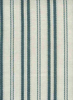 Laura Kiran Twill Ticking Teal White Fabric