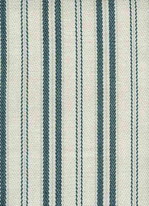 Laura Kiran Twill Ticking Teal White Fabric