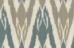 Laura Kiran Uzbek Ikat Aqua Tan Fabric