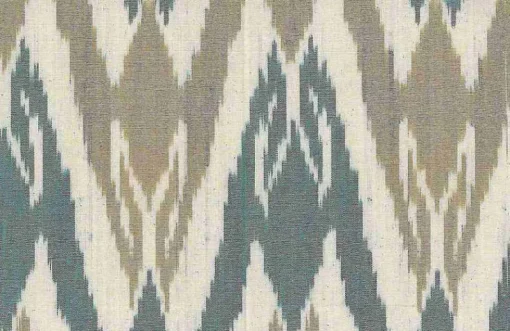Laura Kiran Uzbek Ikat Aqua Tan Fabric