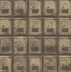 Brewster/ASP Vintage P.O. Boxes Brass Distressed Metal Wallpaper