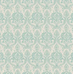 Brewster/ASP Waverly Turquoise Petite Damask Wallpaper