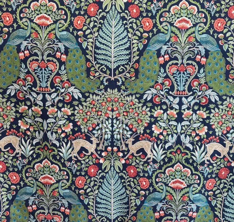 Stock/Covington Winthrop Sapphire Peacock Floral Damask Covington Fabric