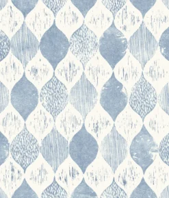 York Woodblock Print True Blue Magnolia Home Vol. II Wallpaper