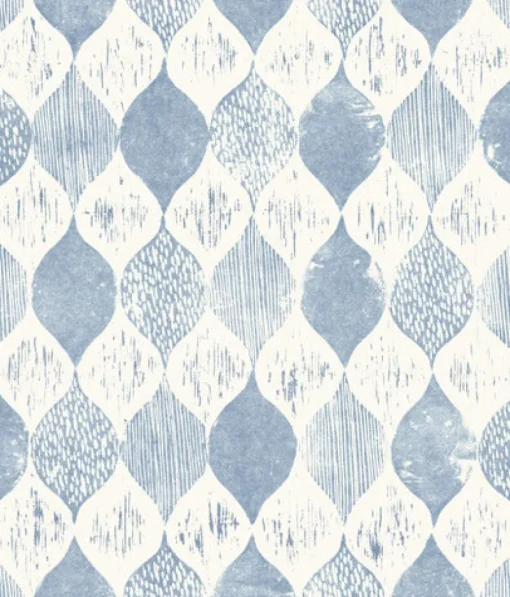 York Woodblock Print True Blue Magnolia Home Vol. II Wallpaper