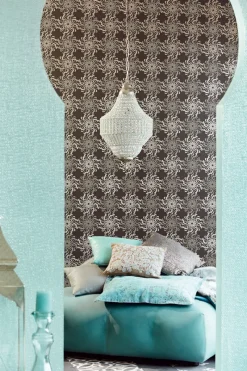 Brewster Ziba Aquamarine Metallic Woven Texture Wallpaper