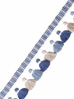 Stock/Classical Elements ZN100 392 Classical Elements 1.75 inch Blue Tan Tassel Trim